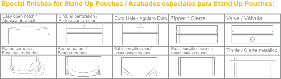 Acabados especiales para bolsas