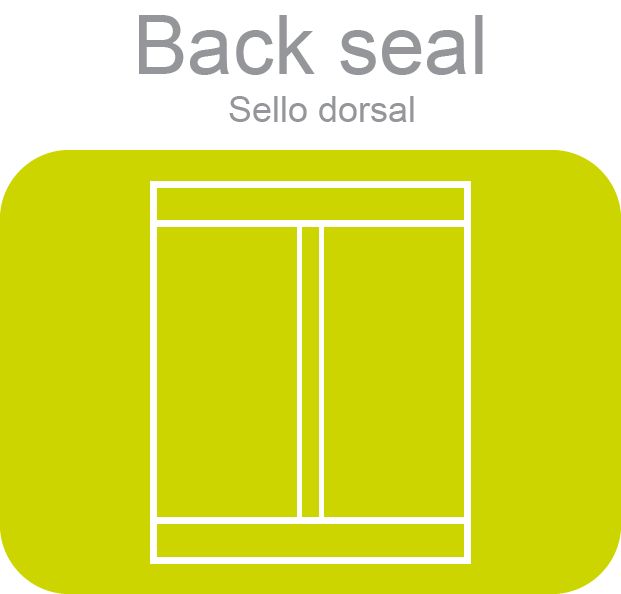 Bolsa de sello dorsal, fuelle, pouch, pillow bag, sello longitudinal