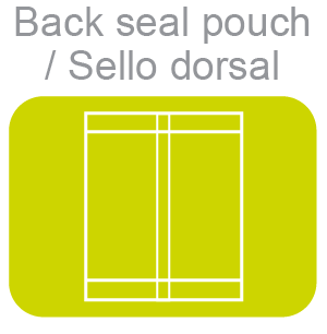 Bolsa de sello dorsa, fuelle, pouch, pillow bag, sello longitudinal